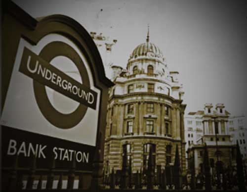 The sign for Bank Underground Station.