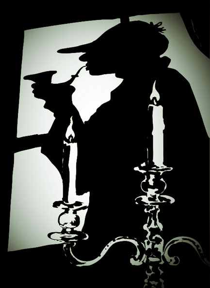 A silhouette of Sherlock Holmes.