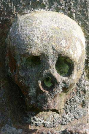 A stone skull.